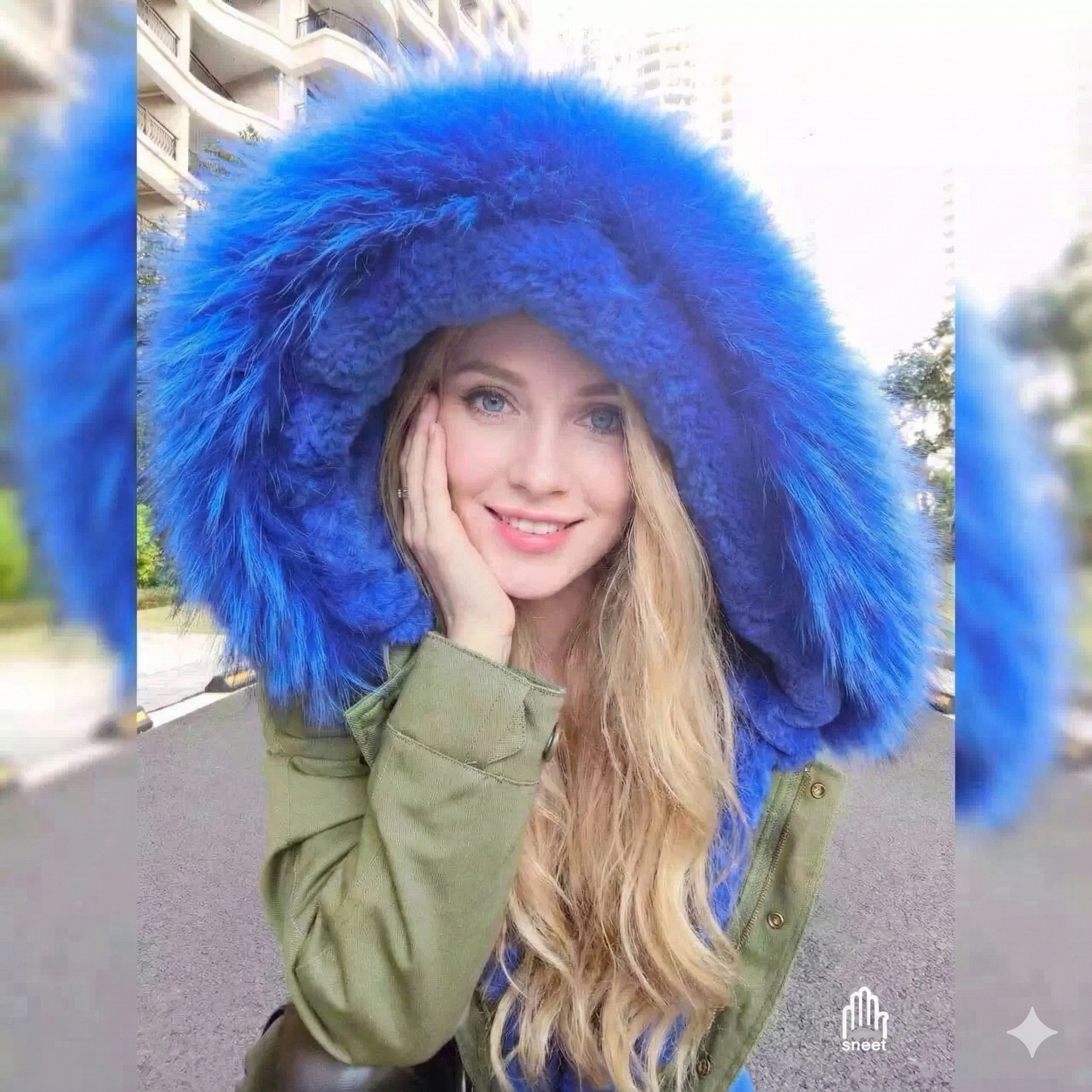 Parka short interior blue