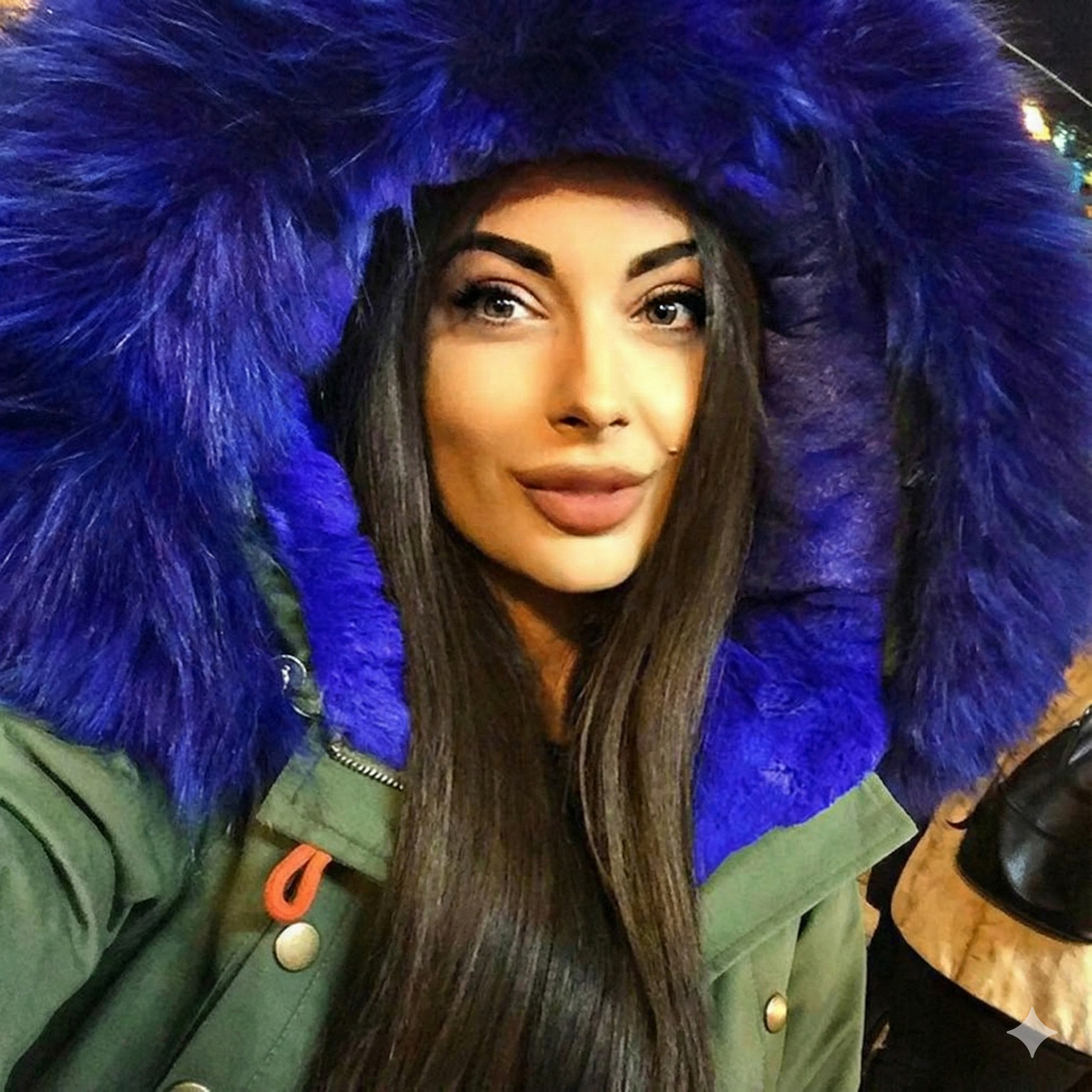 Parka short interior blue