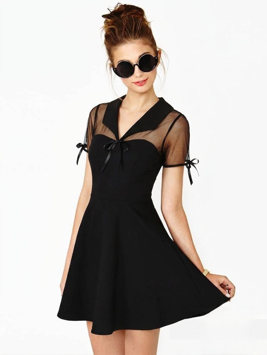 Pinsy Dress Nero vista frontale | Dream Shop