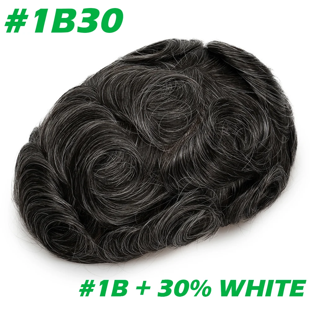 Complément capillaire homme lisse couleur 1B30 Noir avec 30 % de gris | Dream Shop