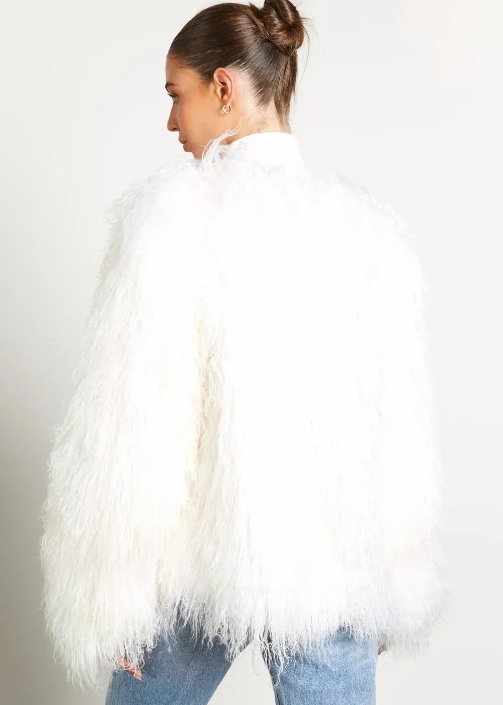 Pelliccia riccia Quatyr Giacca in eco pelliccia mongolia effetto pelo lungo riccio