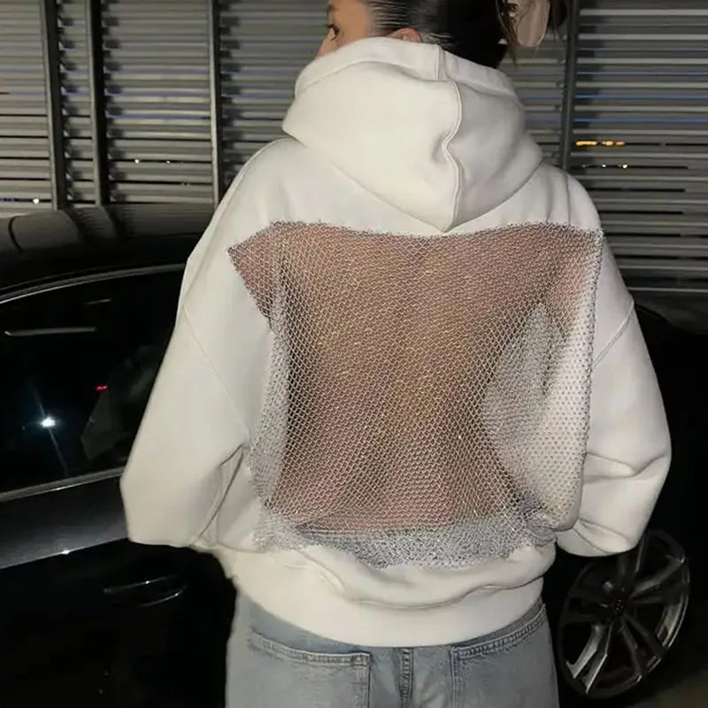 Felpa Schiena Strass con inserto rete gioiello posteriore