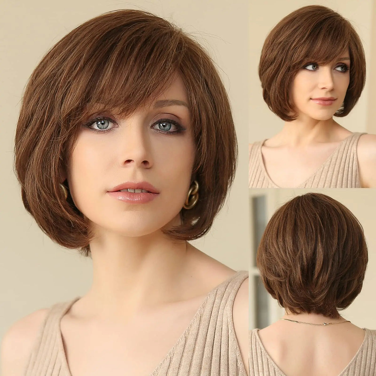 Peluca bob corto color HTWIG003-1 Castaño chocolate | Dream Shop