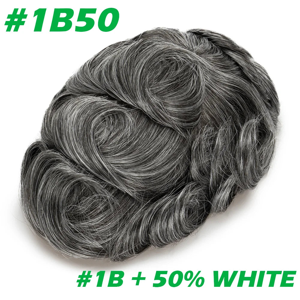 Complément capillaire homme lisse couleur 1B50 Noir avec 50 % de gris | Dream Shop