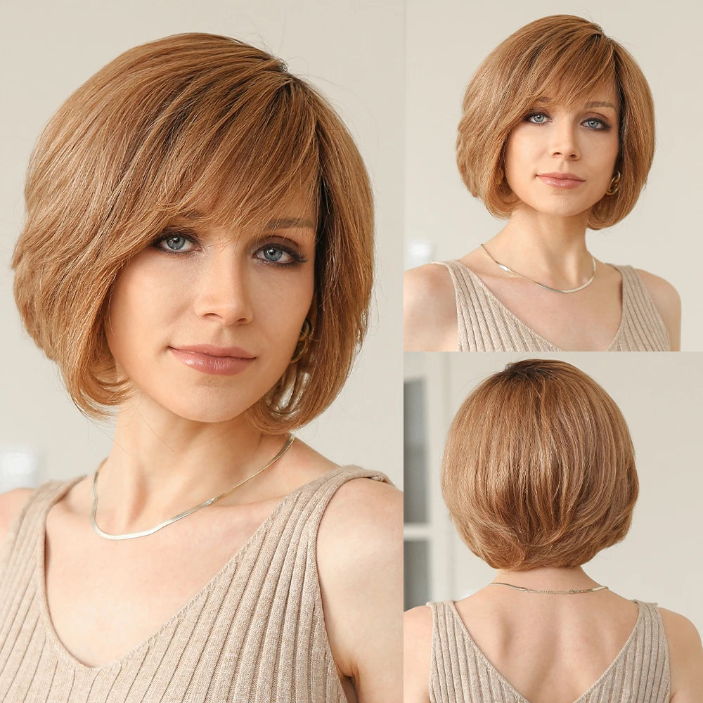 Peluca bob corto color HTWIG003-3 Castaño cobrizo | Dream Shop