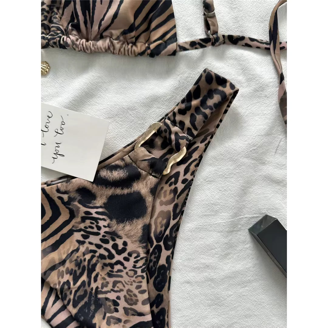 Bikini leopard rot
Triangolo laccetti coppe removibili animalier