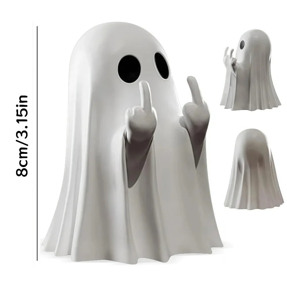 Statuetta fantasma bianca con dito medio, decorazione — Dream Shop