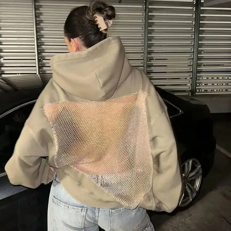 Felpa Schiena Strass con inserto rete gioiello posteriore