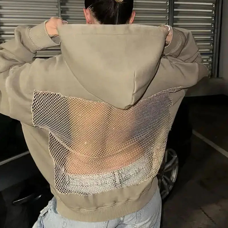 Felpa Schiena Strass con inserto rete gioiello posteriore
