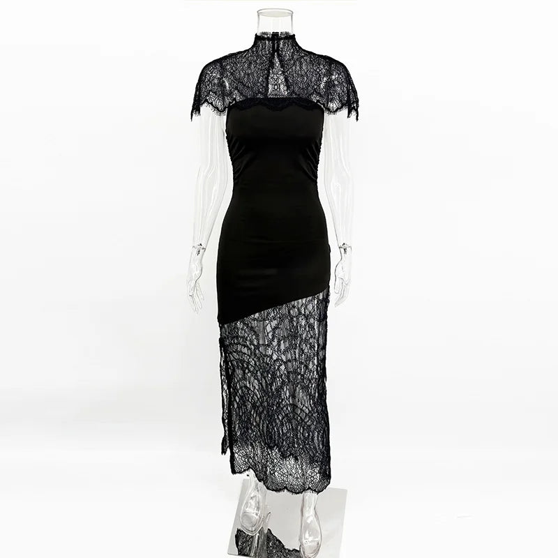 Abitino Pizzo Coprispalle Tamaska con collo alto e inserti in pizzo