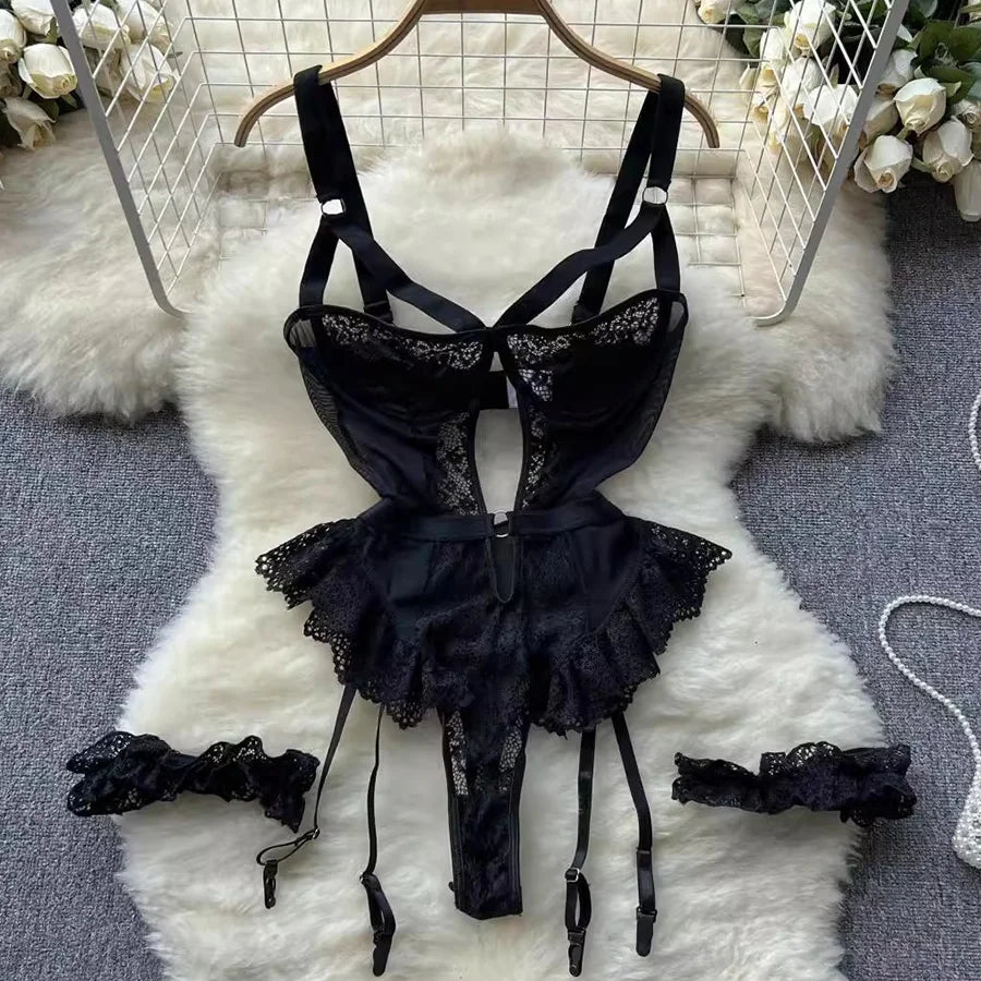 Body Primula dettaglio pizzo floreale rosa — Dream Shop