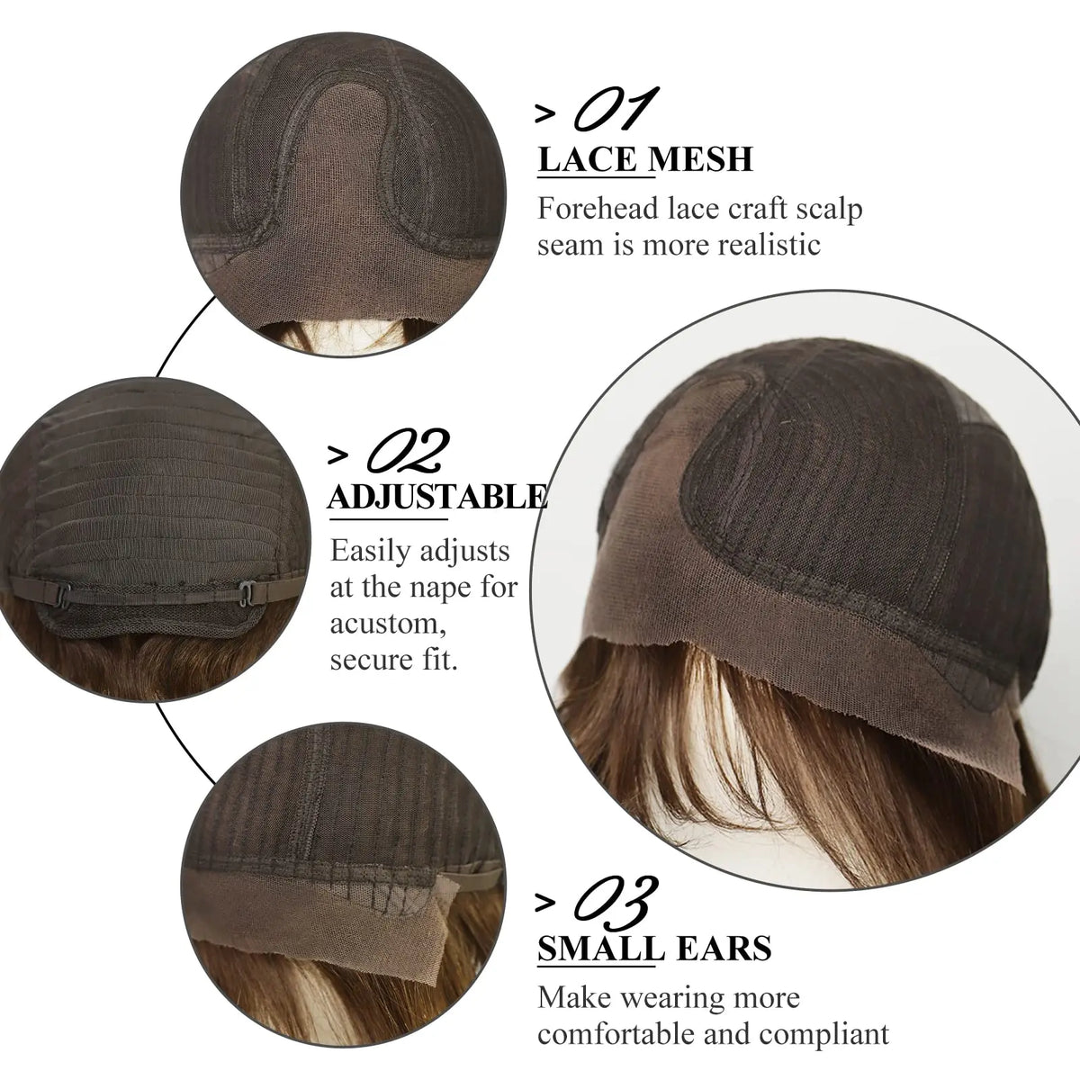 Peluca bob corto encaje frontal y gorro ajustable | Dream Shop