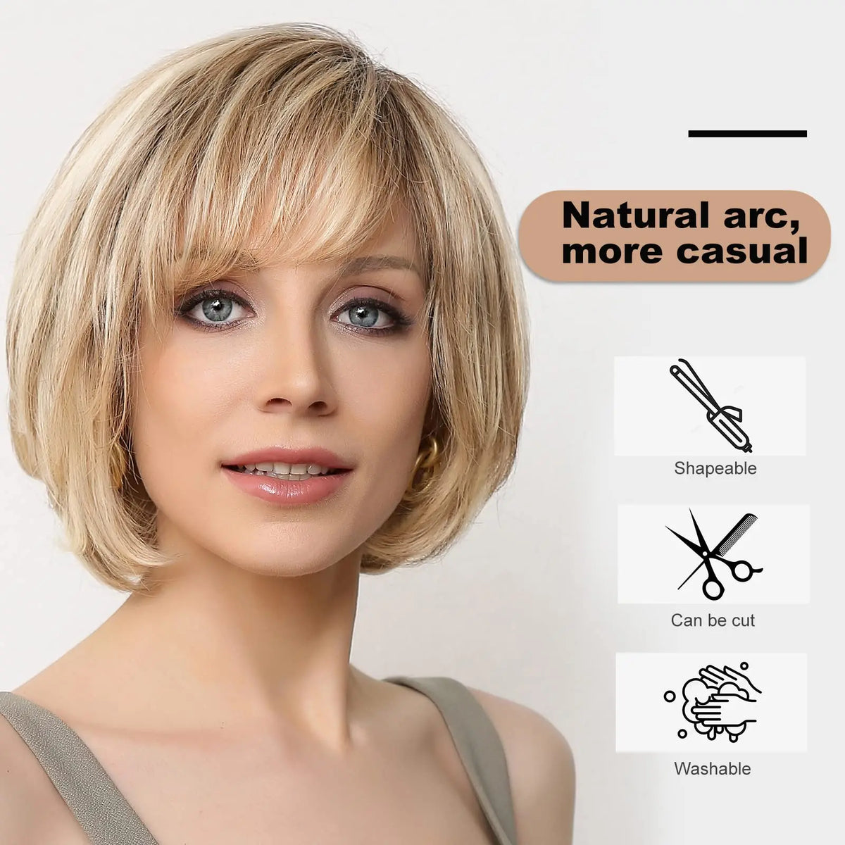 Peluca bob corto corte en arco natural | Dream Shop