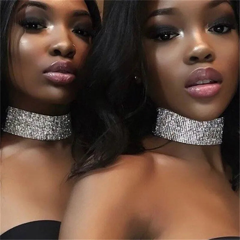 Collier choker strass Extra regolabile effetto gioiello