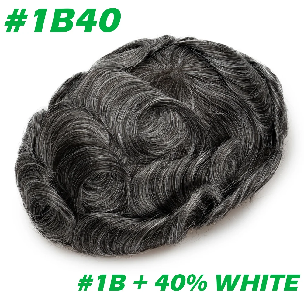 Complément capillaire homme lisse couleur 1B40 Noir avec 40 % de gris | Dream Shop