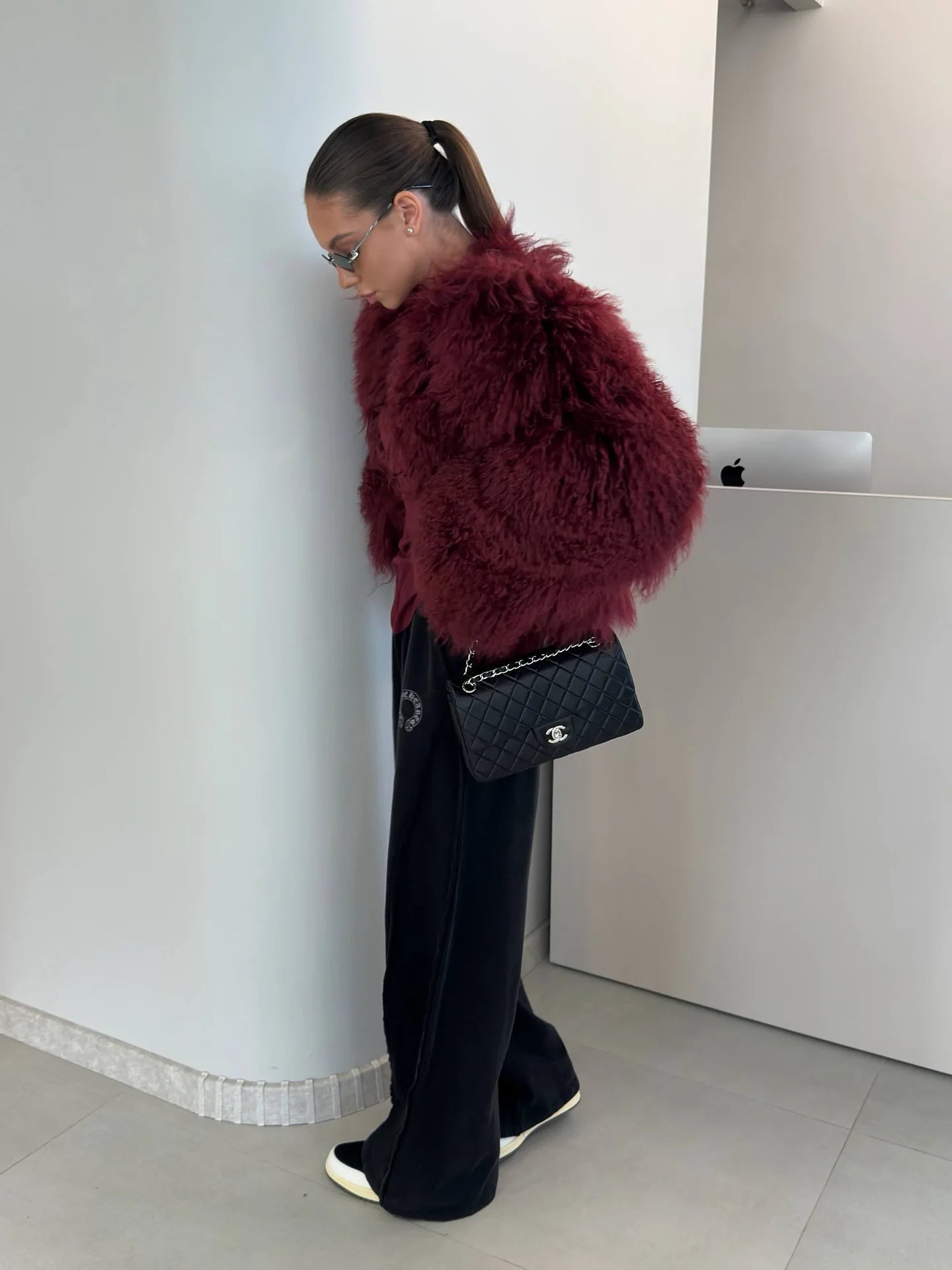 Pelliccia riccia Quatyr Giacca in eco pelliccia mongolia effetto pelo lungo riccio