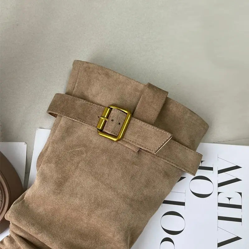 Stivale aperto in punta Bgauj — cachi dettaglio scamosciato | Dream Shop