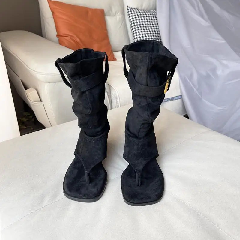 Stivale aperto in punta Bgauj — nero vista frontale | Dream Shop
