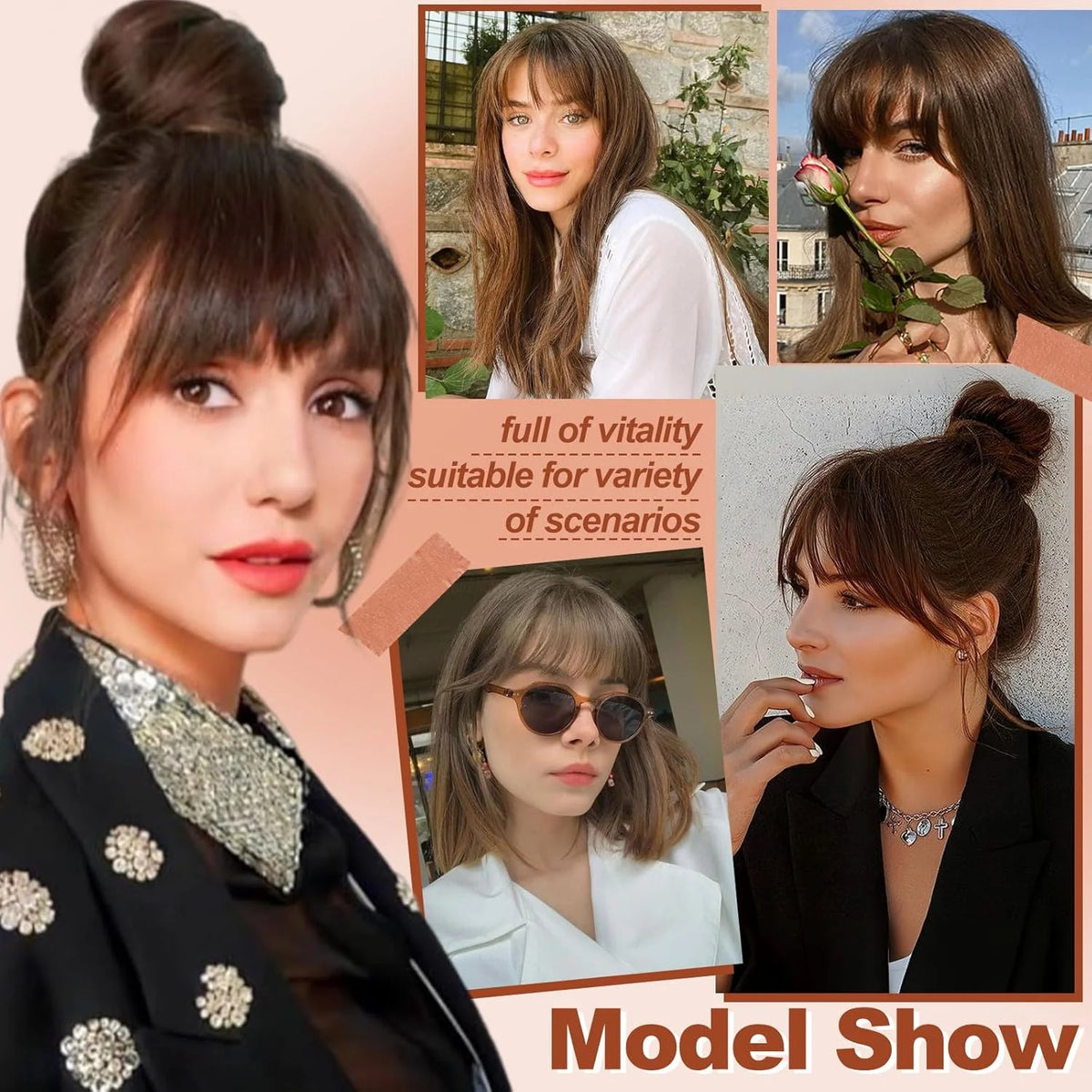 Flequillo postizo ALH005 pelo natural look natural en modelo | Dream Shop