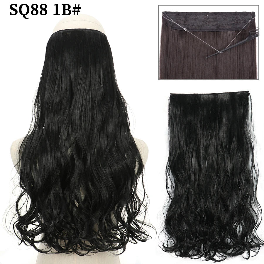 Wavy clip-in hair extension 1B Natural black | Dream Shop