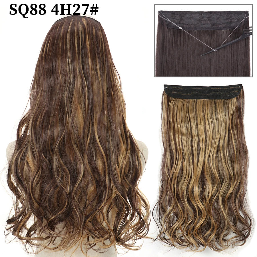 Wavy clip-in hair extension 4H27 Brown caramel highlights | Dream Shop