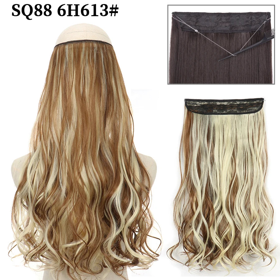 Wavy clip-in hair extension 6H613 Light brown blonde highlights | Dream Shop