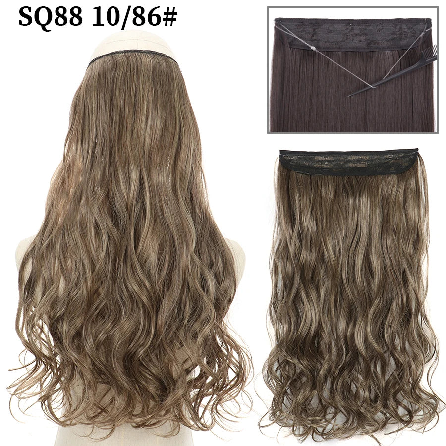 Wavy clip-in hair extension 10-86 Ash brown highlights | Dream Shop