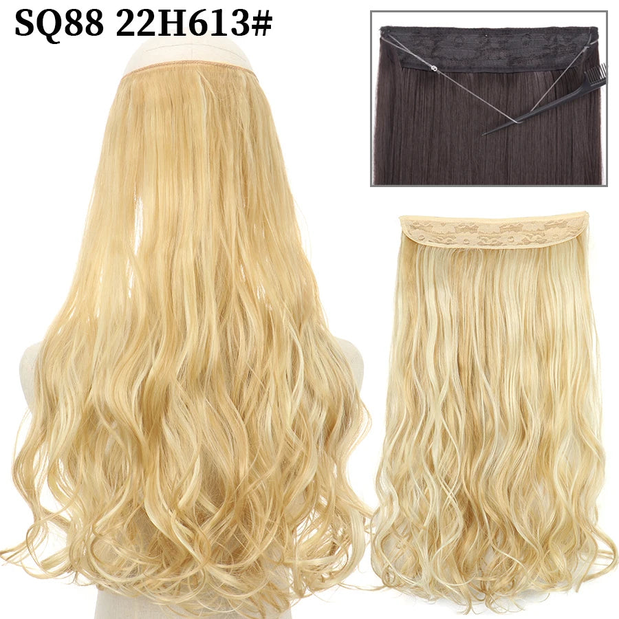 Wavy clip-in hair extension 22H613 Sand blonde platinum highlights | Dream Shop