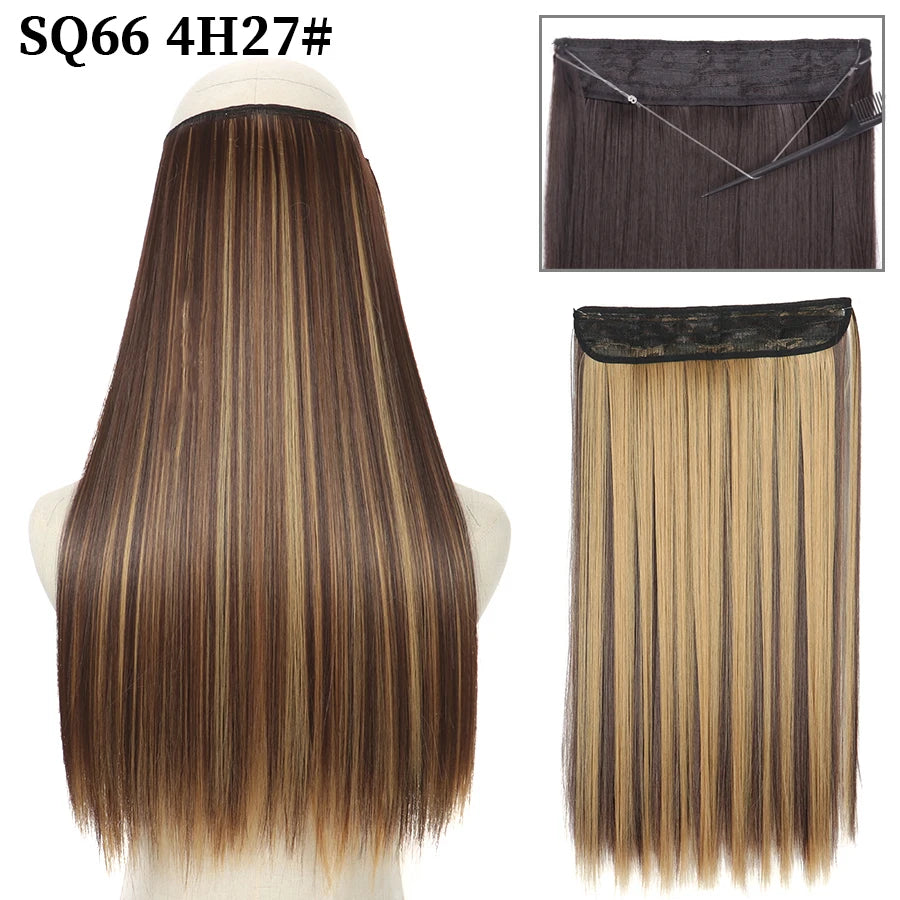 Straight clip-in hair extension 4H27 Brown caramel highlights | Dream Shop