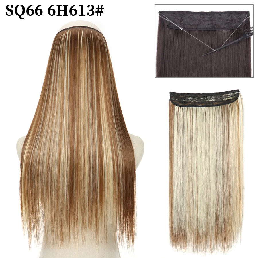 Straight clip-in hair extension 6H613 Light brown blonde highlights | Dream Shop