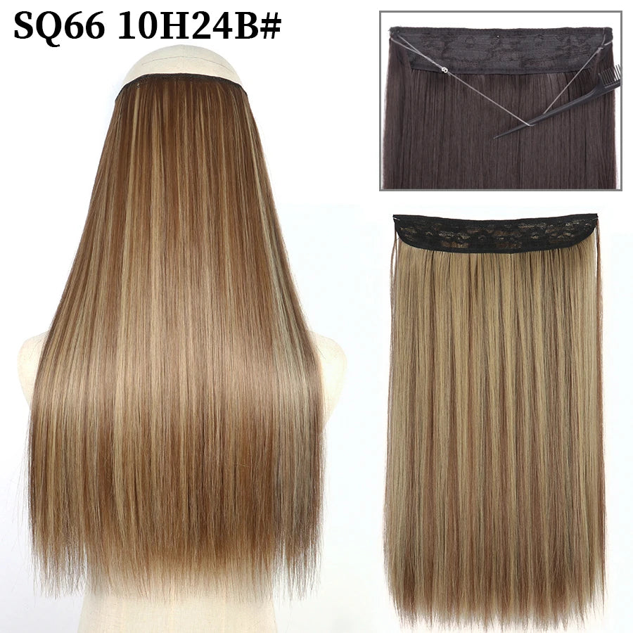 Straight clip-in hair extension 10H24B Brown blonde highlights | Dream Shop
