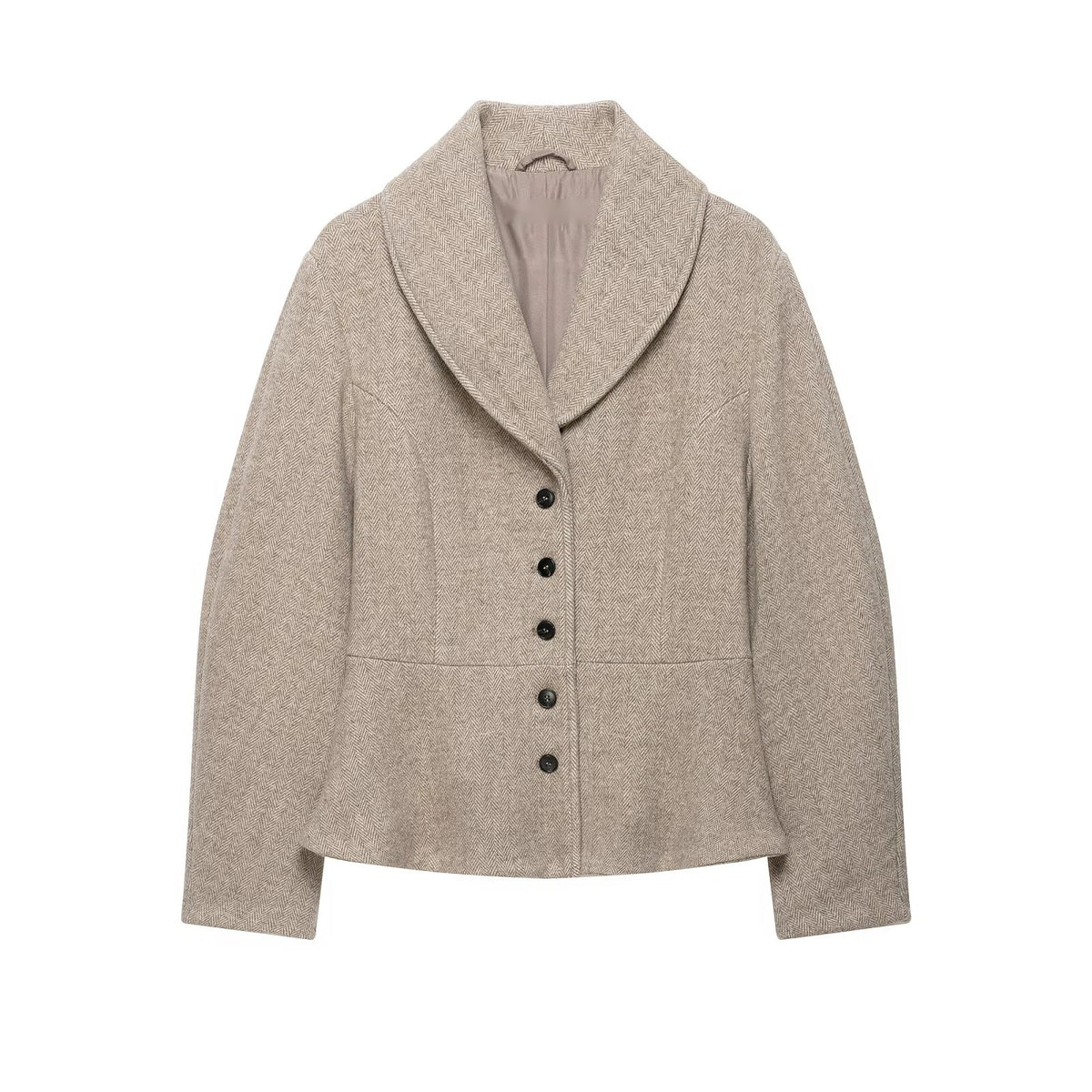 Giacca blazer scampanato Mariuska fronte in piano spigato avena | Dream Shop
