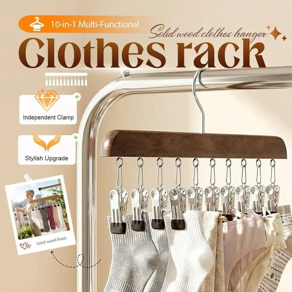 Gruccia multiganci legno scuro come stendino per calzini | Dream Shop