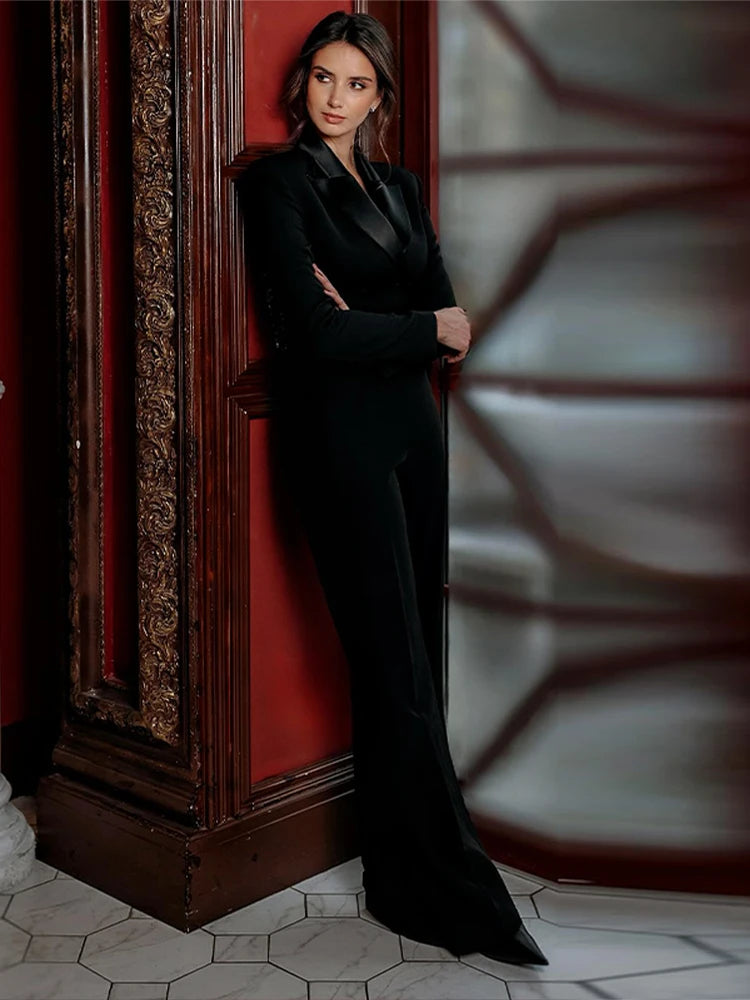 Blazer gioiello schiena nuda nero — fronte | Dream Shop