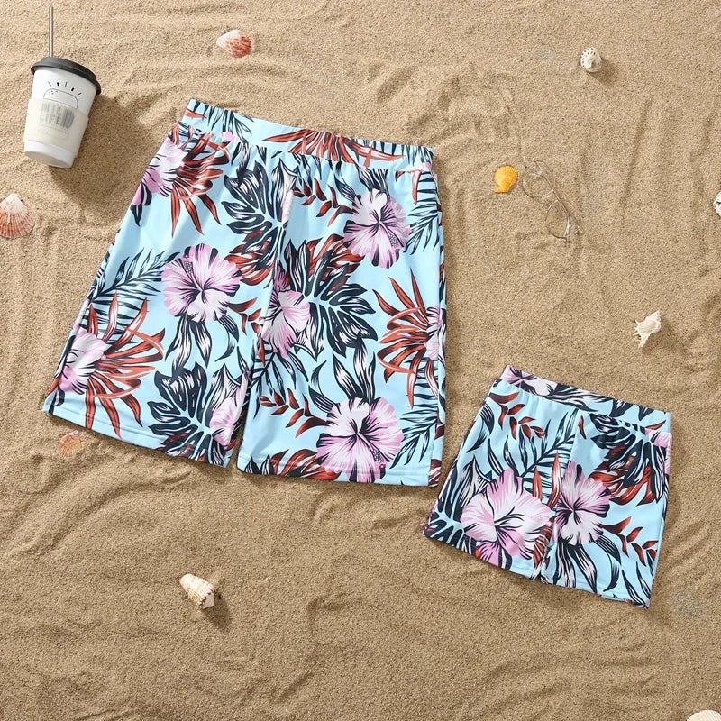 Coordinato mare famiglia Ibiscus — pantaloncini da bagno uomo e bambino | Dream Shop