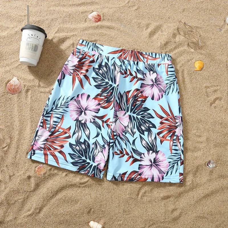 Coordinato mare famiglia Ibiscus — shorts mare coordinati papà e figlio | Dream Shop
