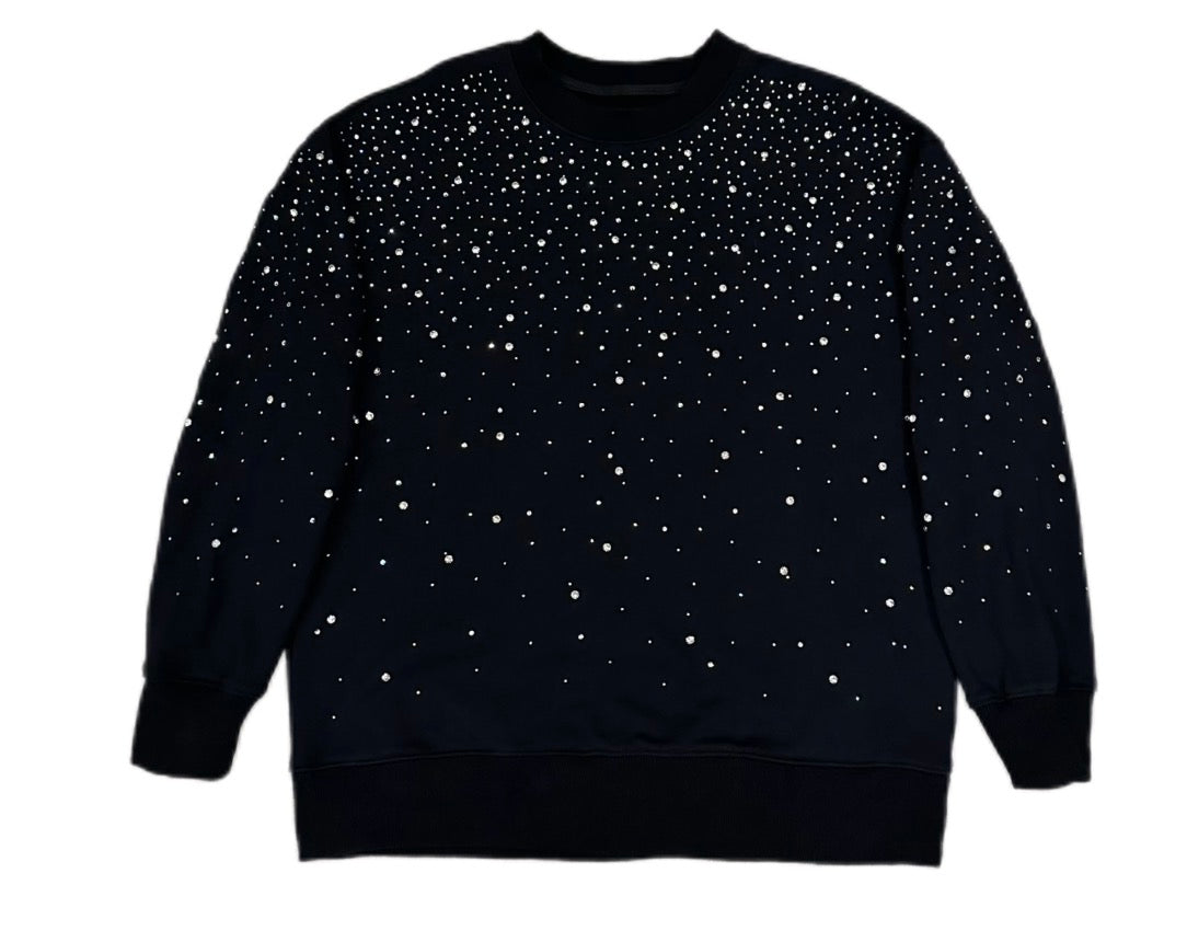 Felpa Fullstrass Girocollo in cotone di alta qualità ricoperta di strass