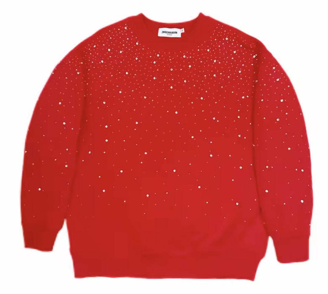 Felpa Fullstrass Girocollo in cotone di alta qualità ricoperta di strass