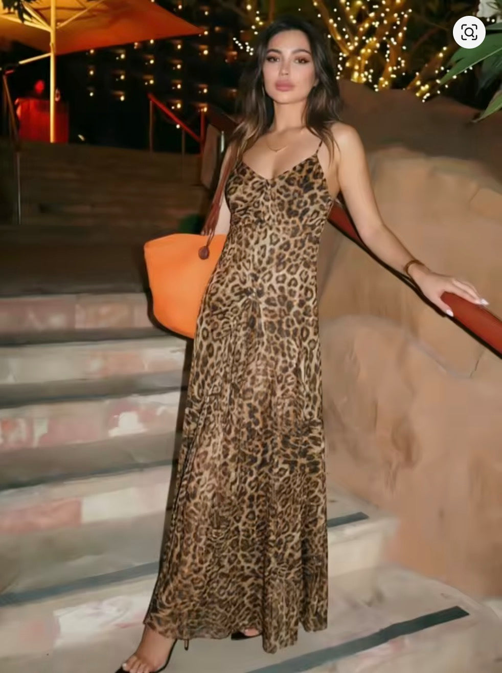 Maxidress Leopard — dettaglio stampa leopardata chiffon | Dream Shop