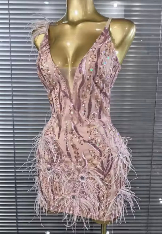 Plumage Selyh Dress — piume strutturate dettaglio | Dream Shop