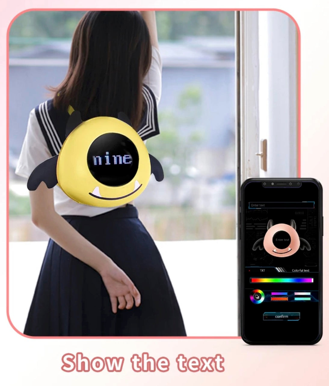 Zaino LED Angel Eye scritte personalizzate dall'app | Dream Shop