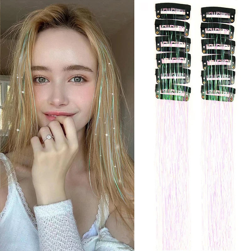 Extension Glitter-Star con 12 clip effetto luce per capelli