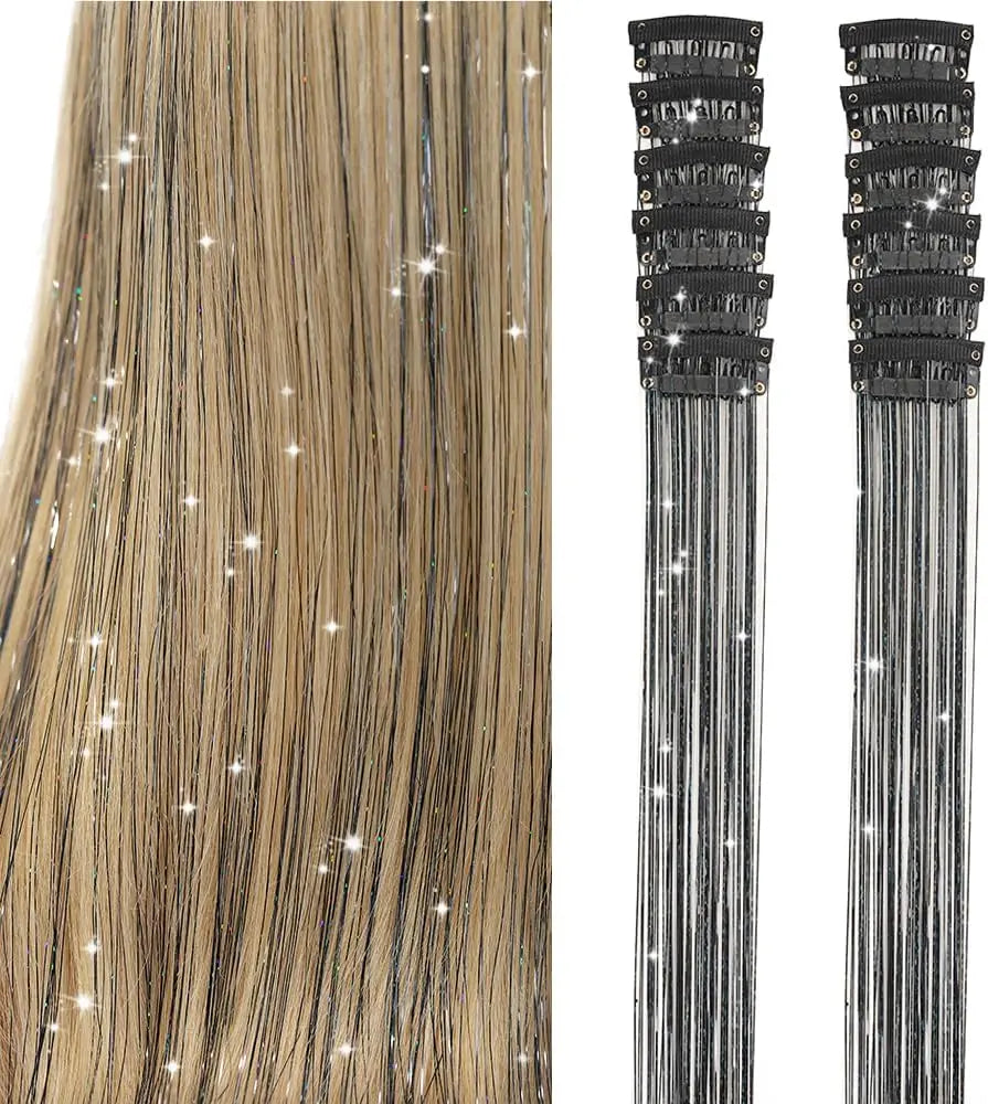 Extension Glitter-Star con 12 clip effetto luce per capelli
