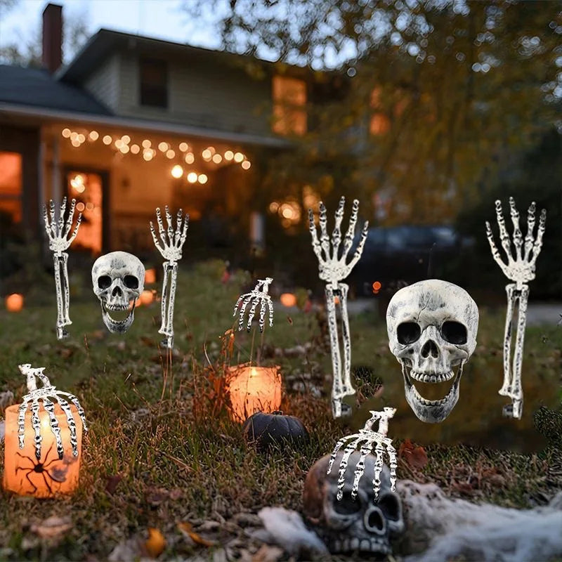 Decorazione Halloween scheletro con zucche e luci notturne — Dream Shop
