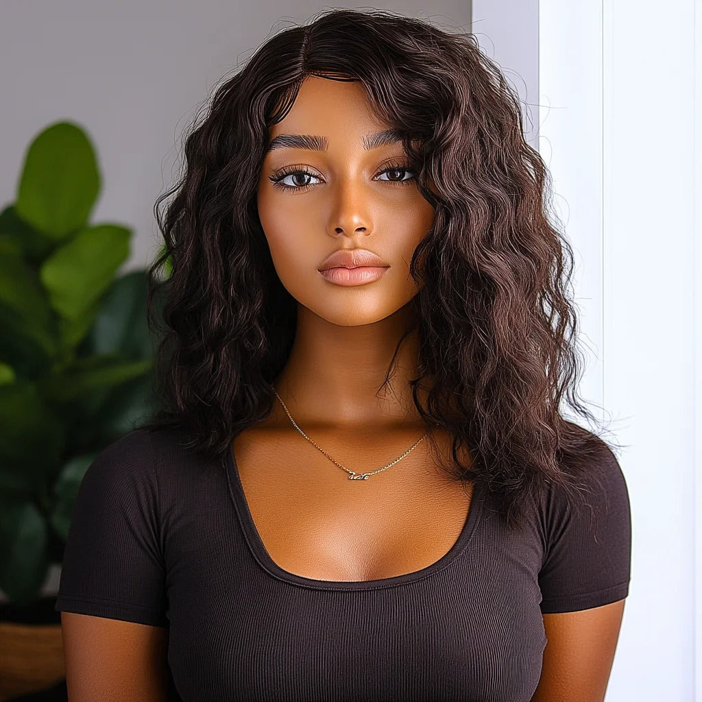 Beach wave human hair wig side view | Dream Shop