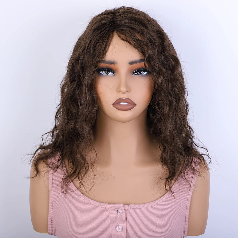 Beach wave human hair wig medium brown colour | Dream Shop