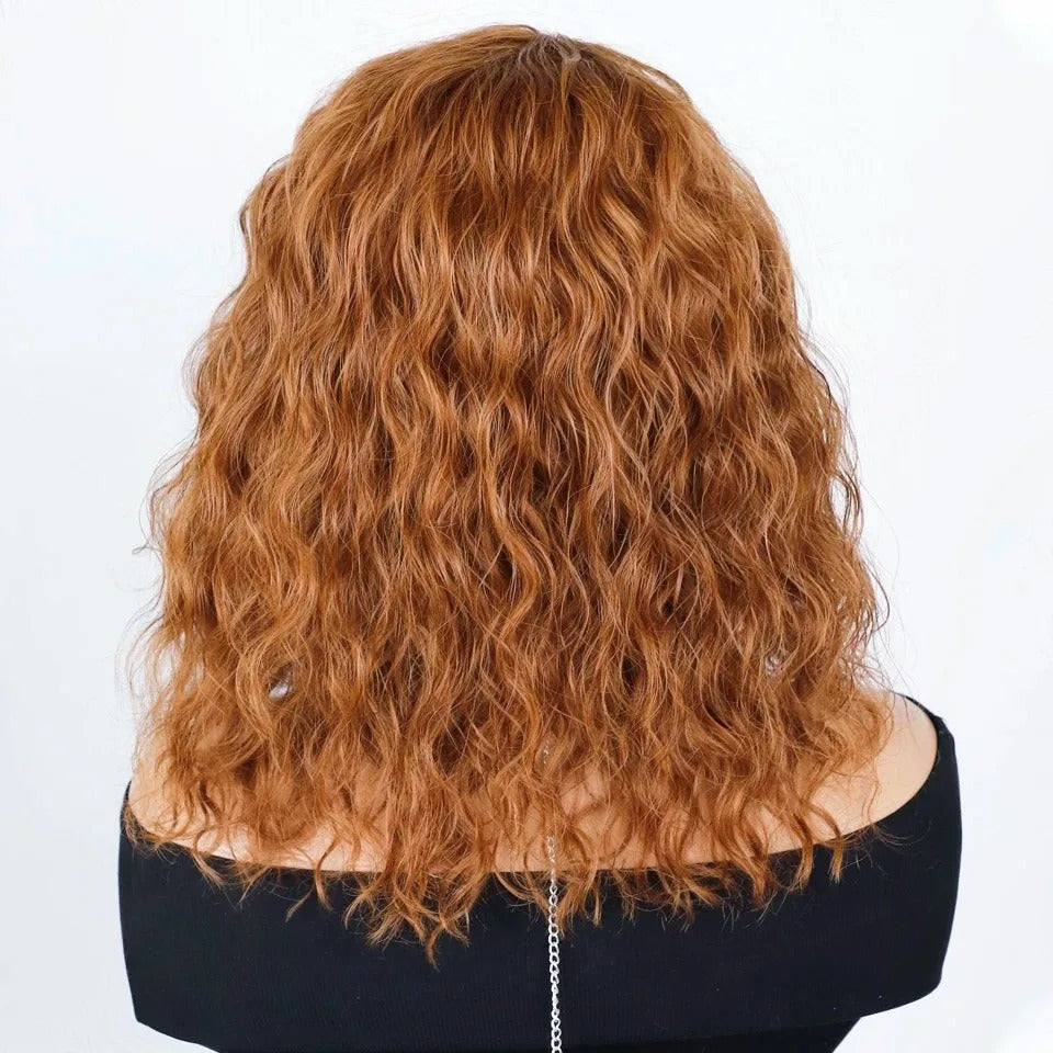 Beach wave human hair wig copper blonde colour | Dream Shop