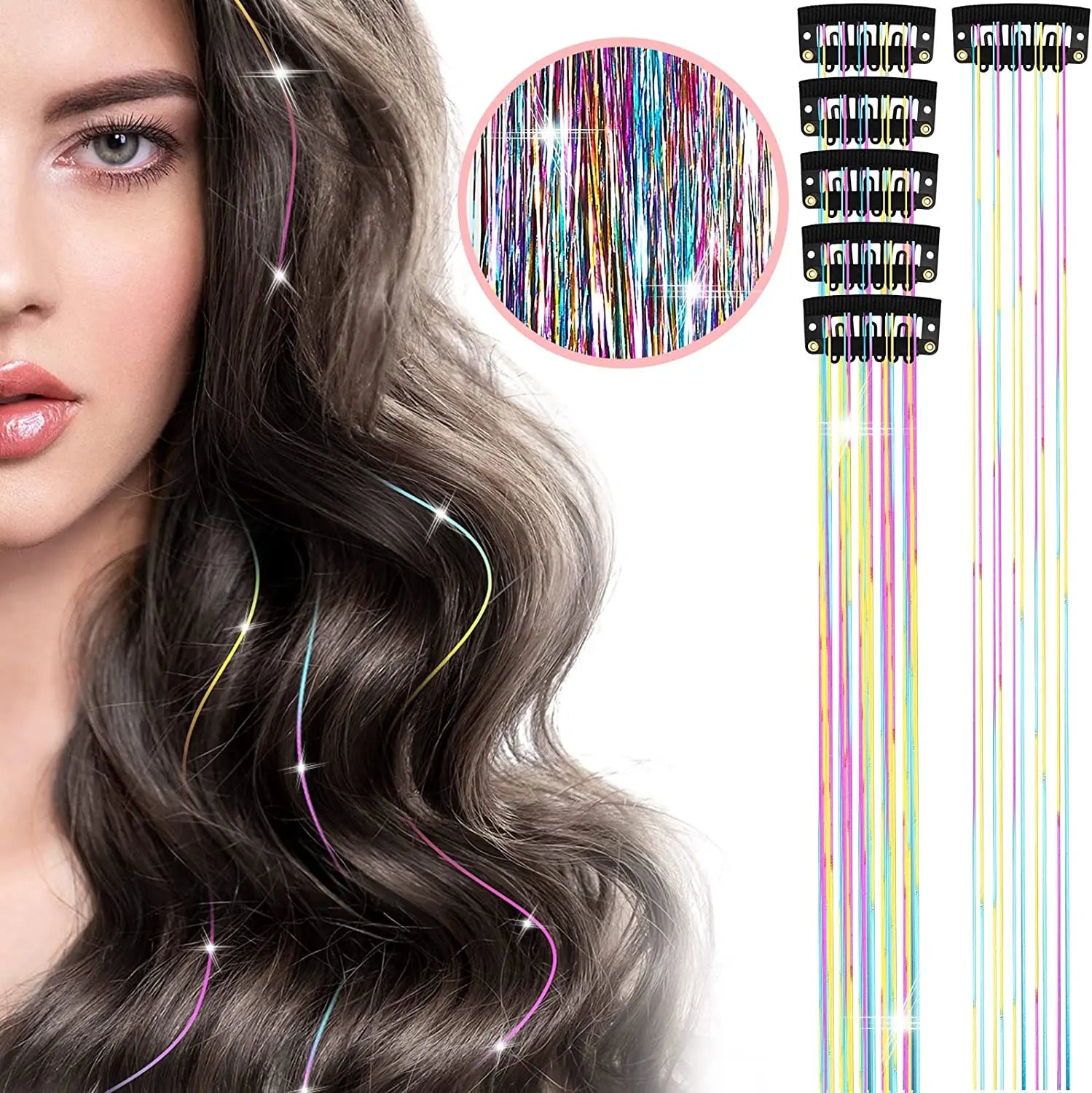 Extension Glitter-Star con 12 clip effetto luce per capelli