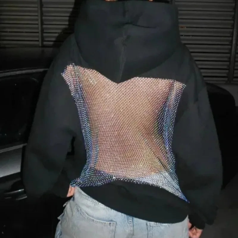 Felpa Schiena Strass con inserto rete gioiello posteriore