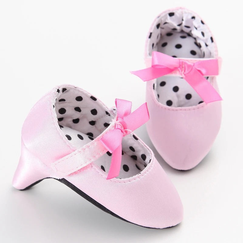 Scarpine neonata tacco rosa coppia vista frontale | Dream Shop